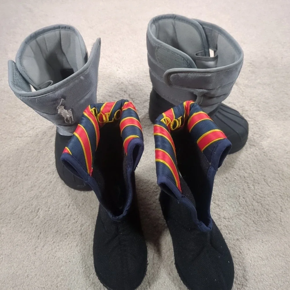 Polo Ralph Lauren Vancouver EZ Snow Boots Toddler‎ Unisex Size 5 Waterproof Gray